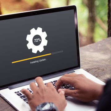 Installation process being shown on a laptop